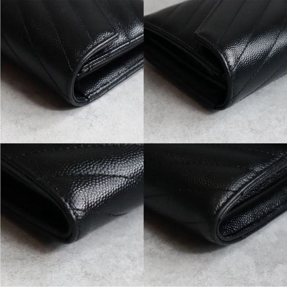 Yves Saint Laurent Black Quilted Wallet with Gold Logo - Picture 8 of 11